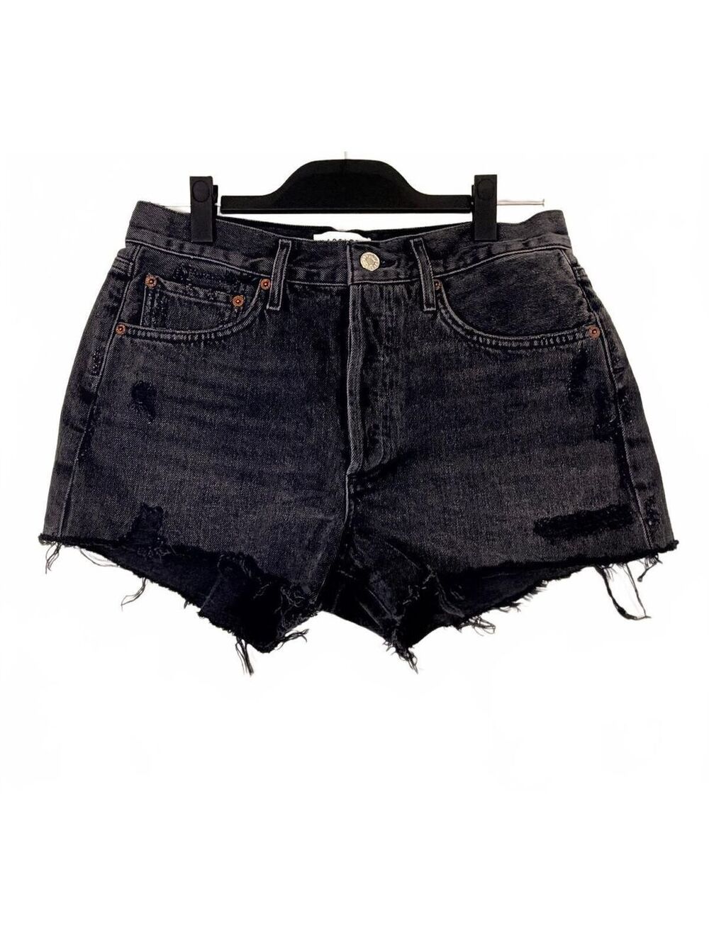 AGOLDE Parker High Rise Vintage Cutoff Denim Washed Black Shorts Women's Size 28